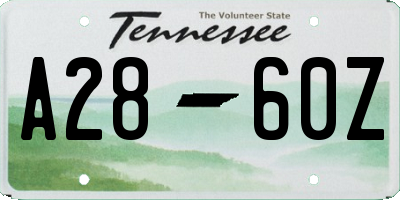 TN license plate A2860Z