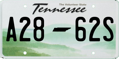 TN license plate A2862S