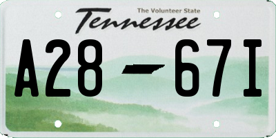 TN license plate A2867I
