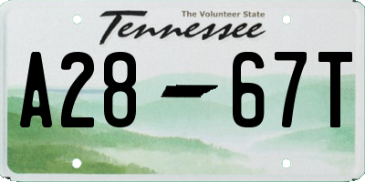 TN license plate A2867T