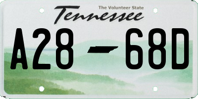 TN license plate A2868D