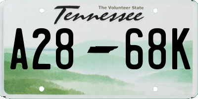 TN license plate A2868K