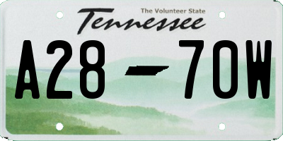 TN license plate A2870W