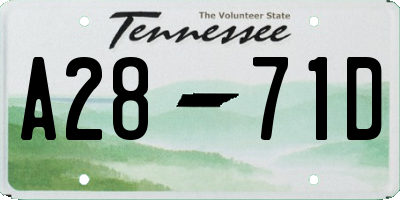 TN license plate A2871D