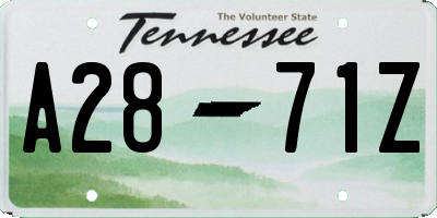 TN license plate A2871Z