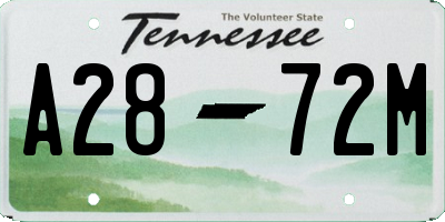 TN license plate A2872M