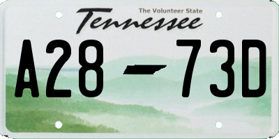 TN license plate A2873D