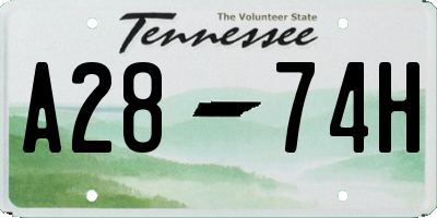 TN license plate A2874H