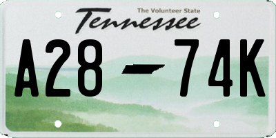 TN license plate A2874K