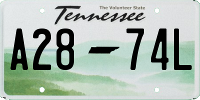 TN license plate A2874L