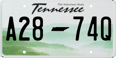 TN license plate A2874Q