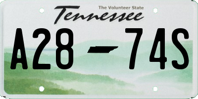 TN license plate A2874S