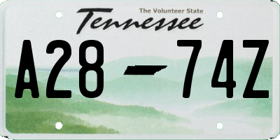 TN license plate A2874Z