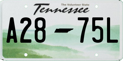 TN license plate A2875L