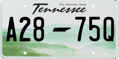 TN license plate A2875Q
