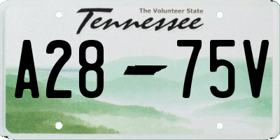 TN license plate A2875V