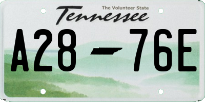 TN license plate A2876E