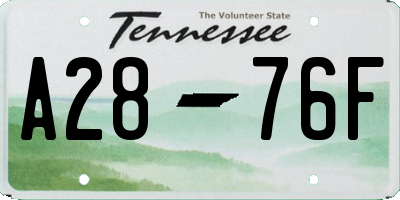 TN license plate A2876F