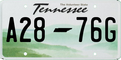 TN license plate A2876G