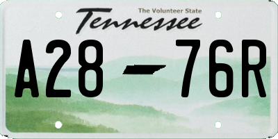 TN license plate A2876R