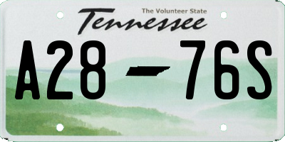TN license plate A2876S