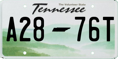 TN license plate A2876T