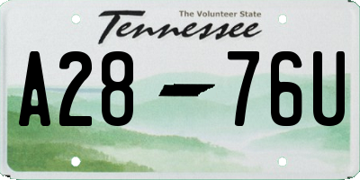 TN license plate A2876U