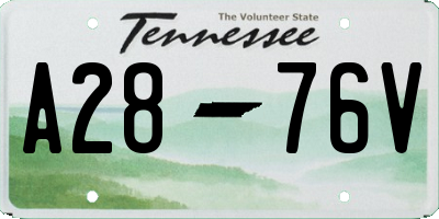 TN license plate A2876V