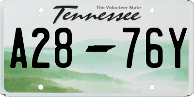 TN license plate A2876Y
