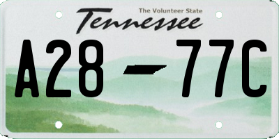 TN license plate A2877C