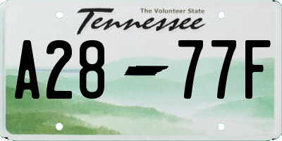 TN license plate A2877F