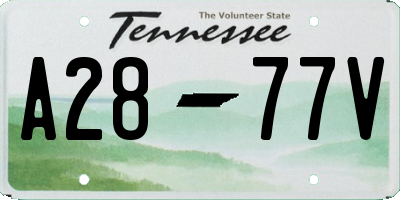 TN license plate A2877V