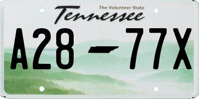 TN license plate A2877X