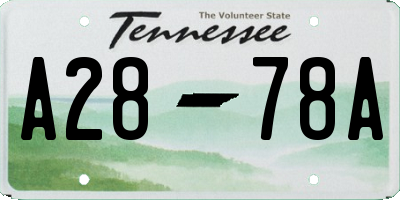 TN license plate A2878A