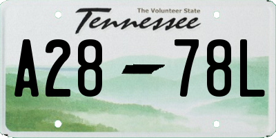 TN license plate A2878L