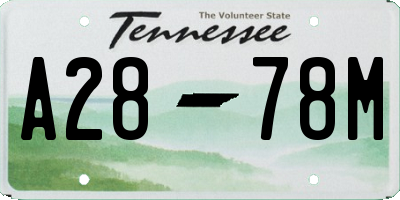 TN license plate A2878M
