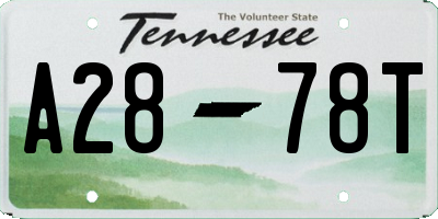 TN license plate A2878T