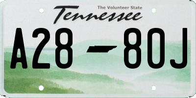 TN license plate A2880J