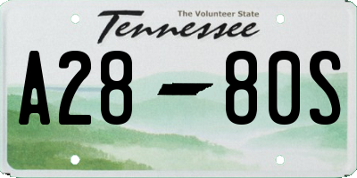 TN license plate A2880S