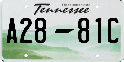 TN license plate A2881C