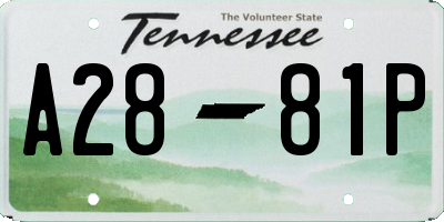 TN license plate A2881P