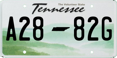 TN license plate A2882G