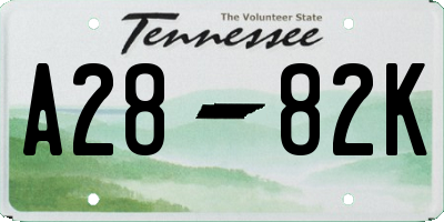 TN license plate A2882K