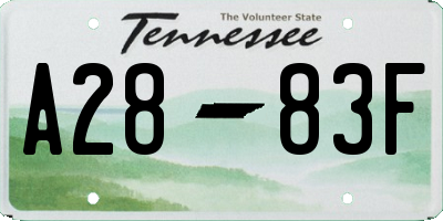 TN license plate A2883F