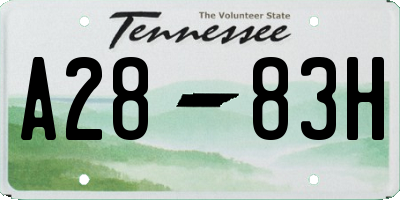 TN license plate A2883H