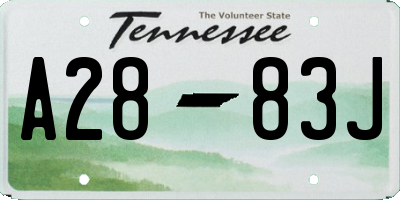 TN license plate A2883J