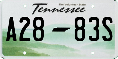 TN license plate A2883S