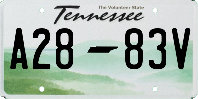 TN license plate A2883V