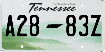 TN license plate A2883Z