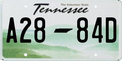 TN license plate A2884D
